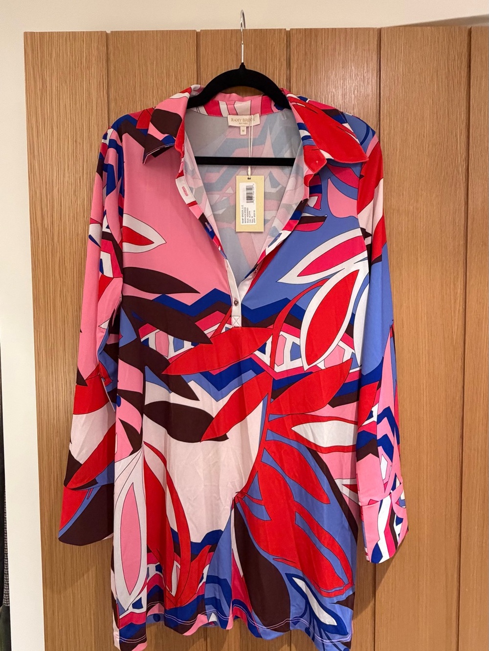 Ramy Brook Pink Red Blue Abstract Print Mini Dress